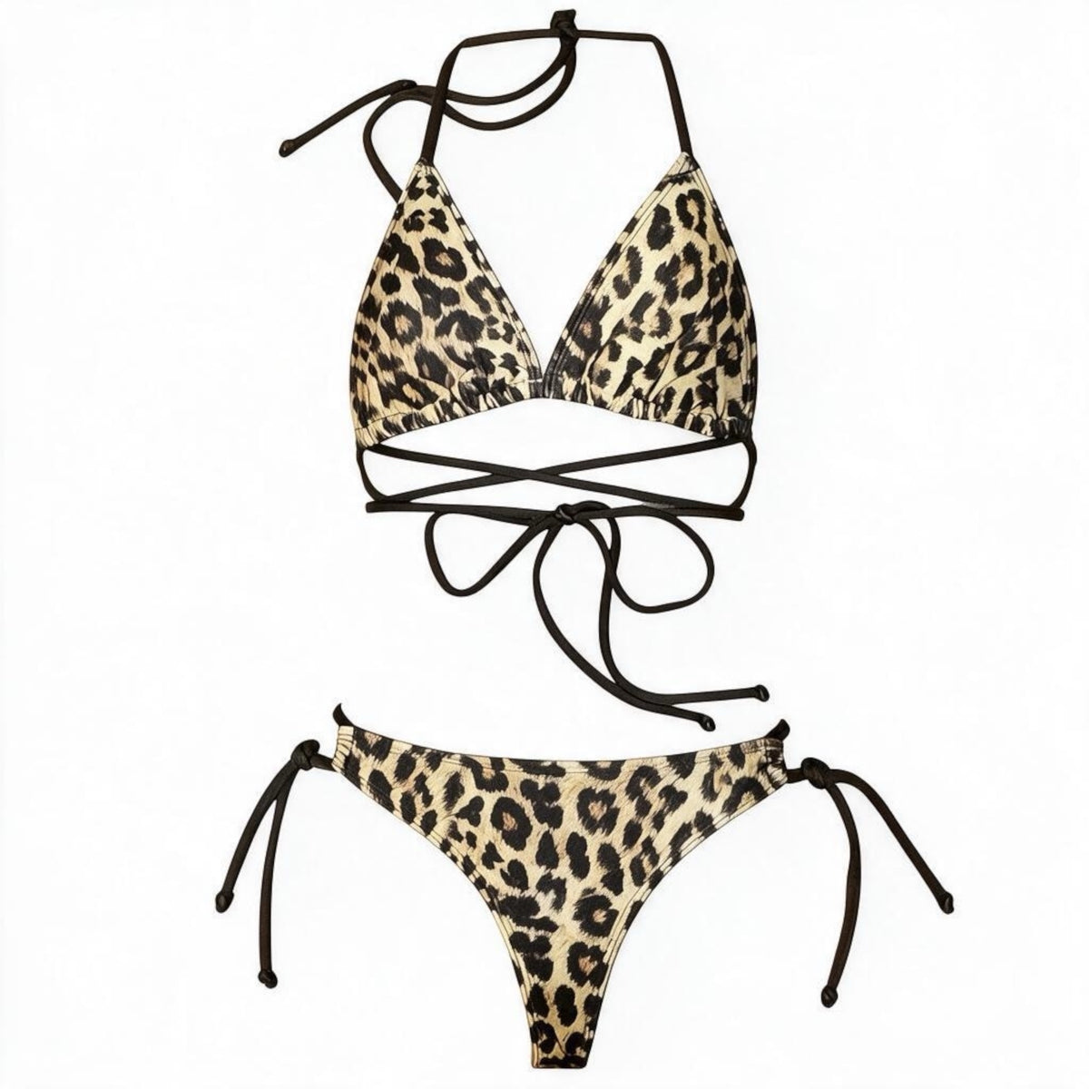 Golden Hour Triangle Bikini TOP - Leopard Print
