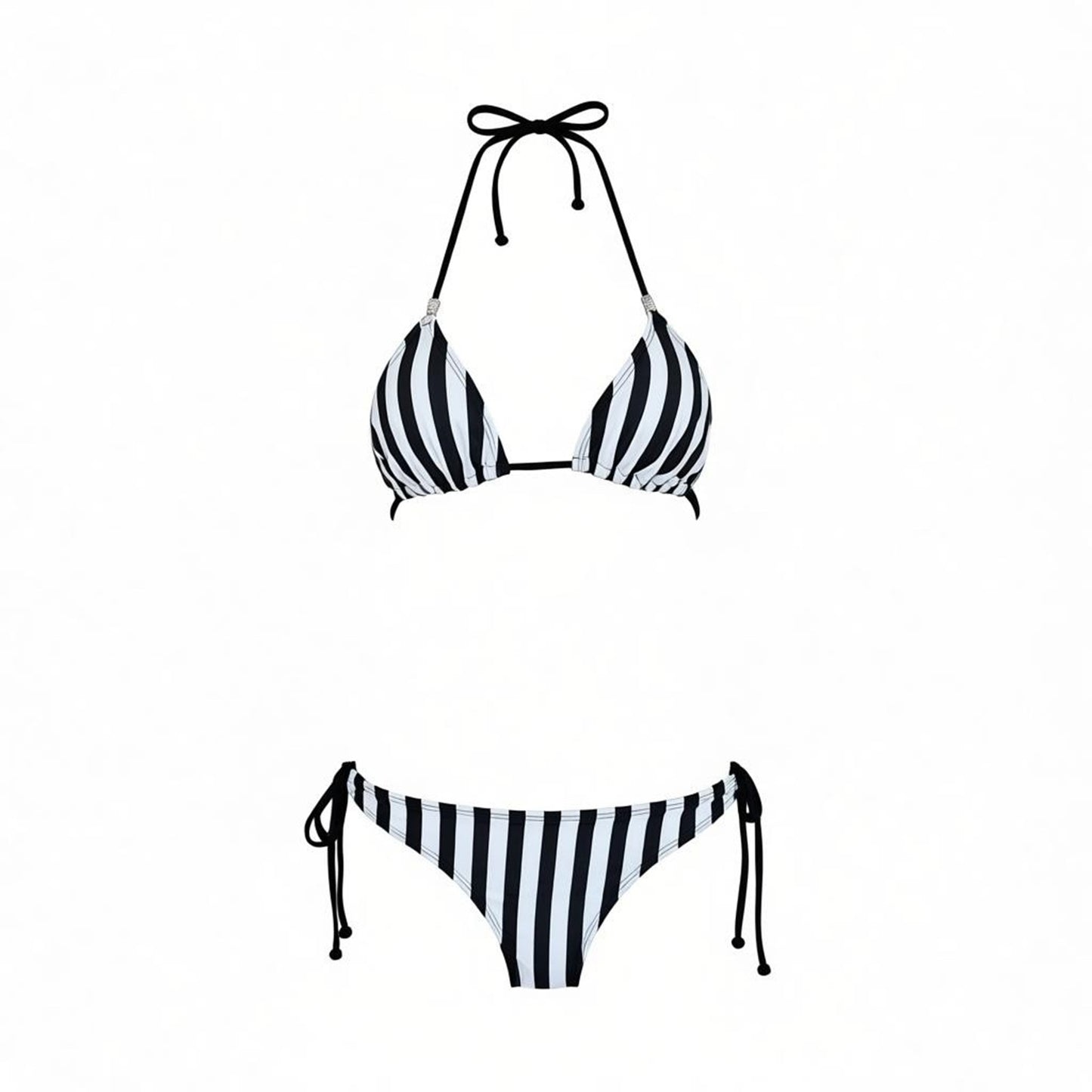 Copa Tie Side Thong Bikini BOTTOM - Black White Stripes