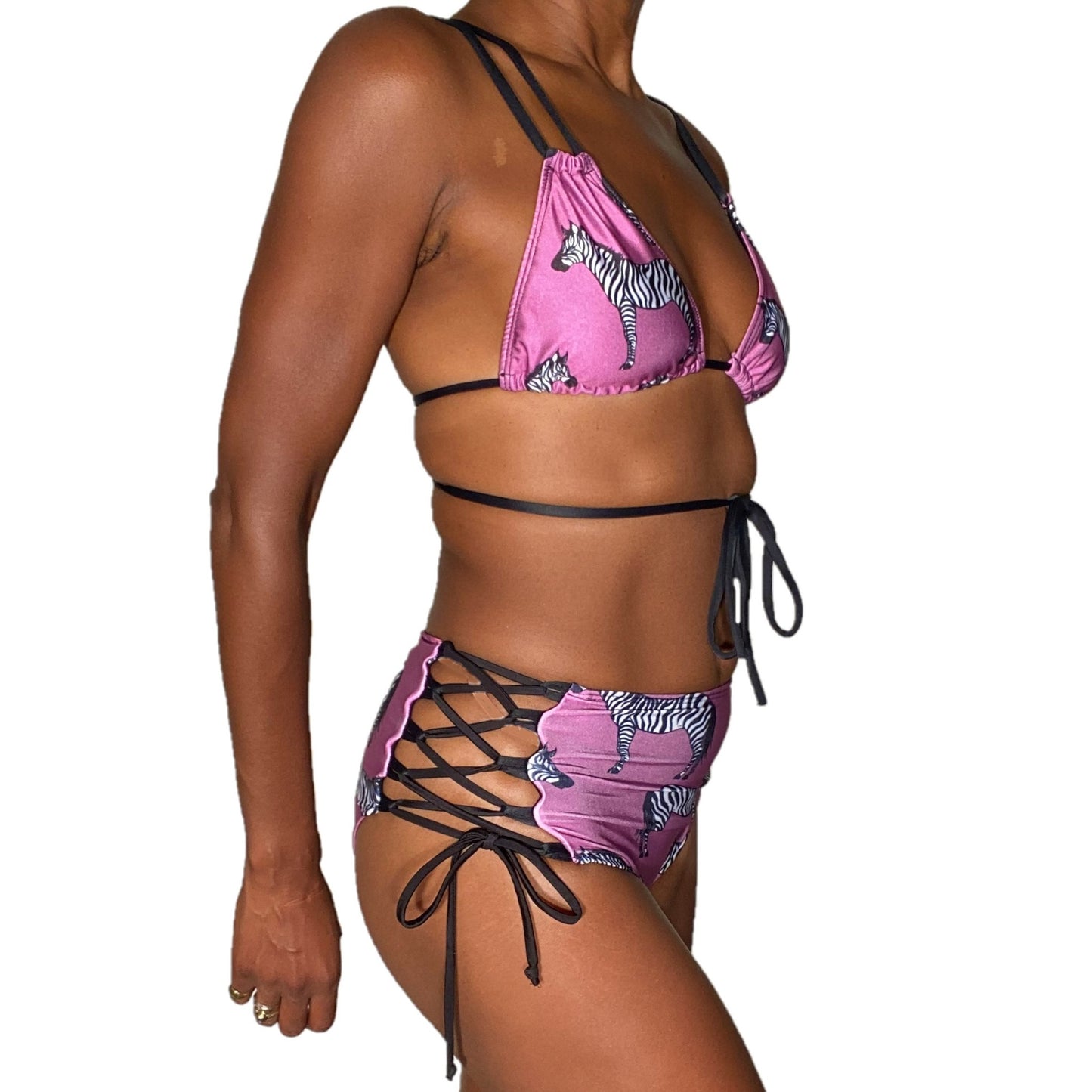 Bruna Convertible Triangle Bikini TOP - Purple Zebra