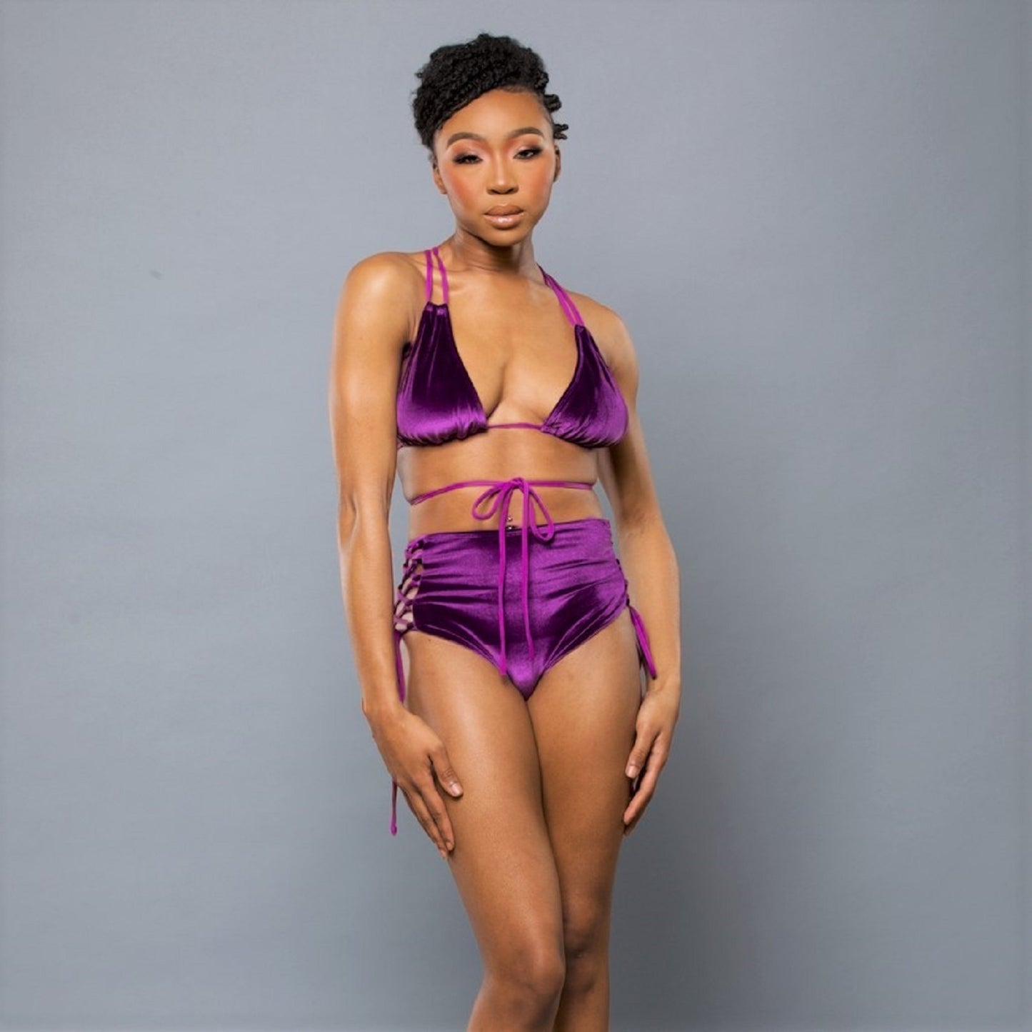 Delva High Waisted Bikini Bottom - PURPLE VELVET