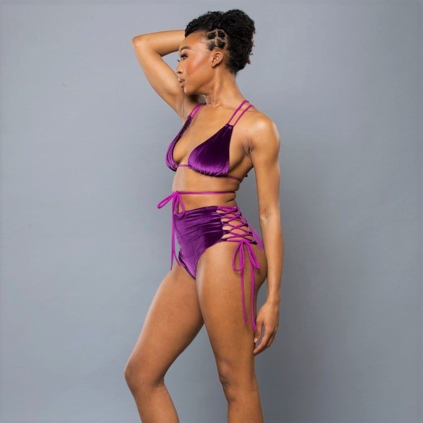 Delva High Waisted Bikini BOTTOM - PURPLE VELVET – Brasini Swimwear