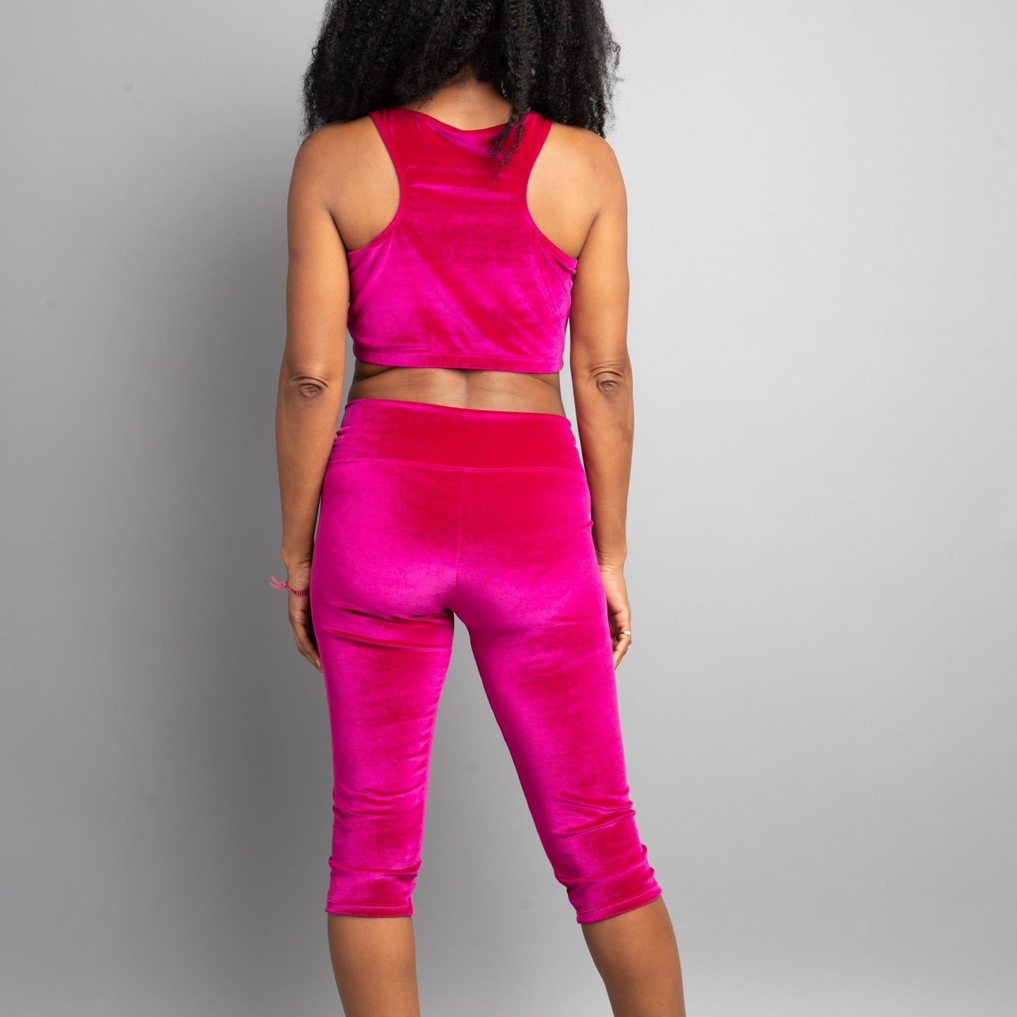 Cropped Tank Top in Magenta Velvet