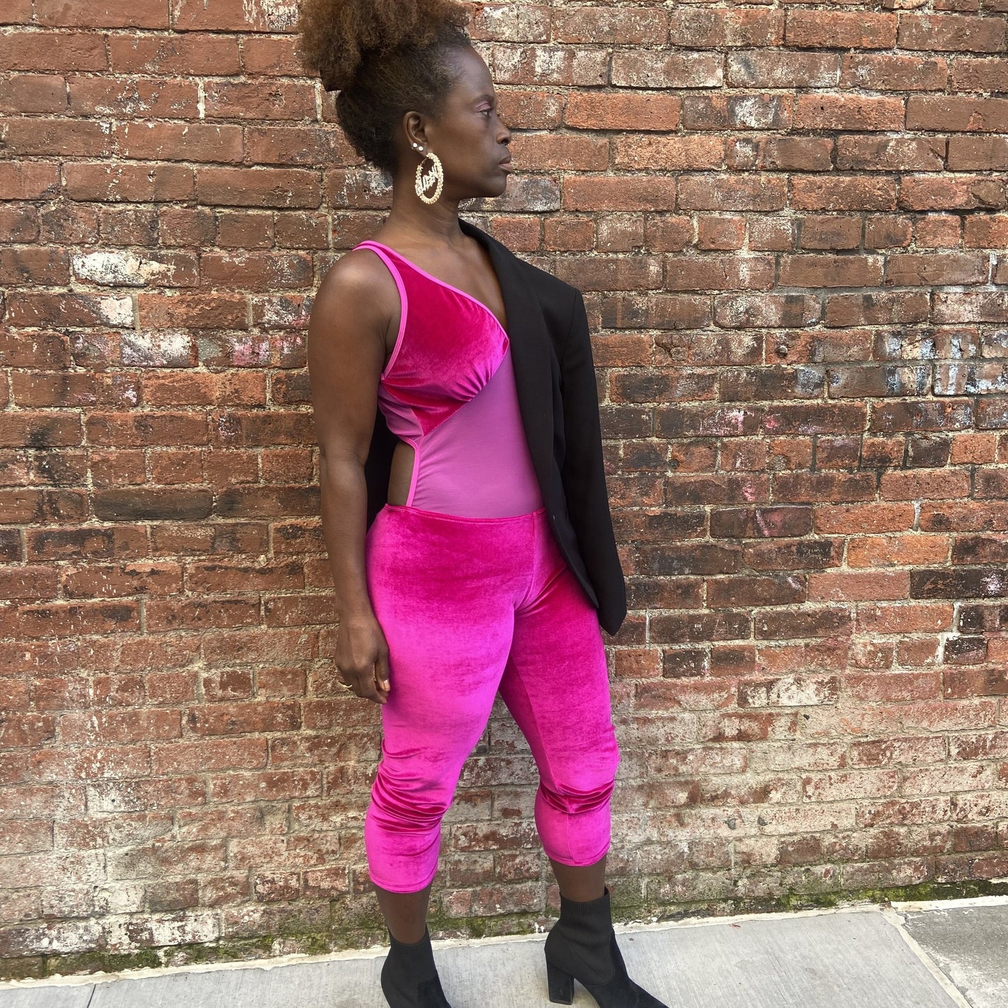 Naomi Catsuit Magenta Velvet