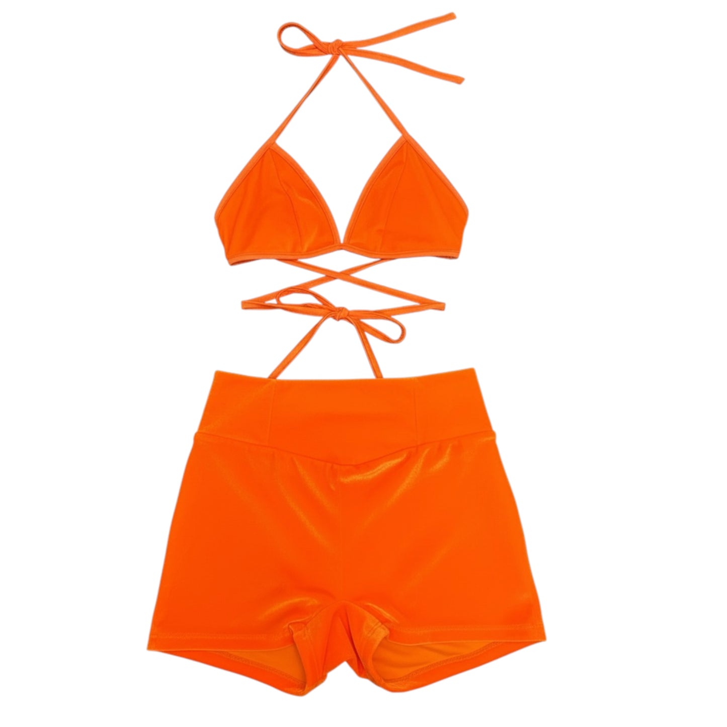 Golden Hour Triangle Bikini TOP - Neon Orange Velvet