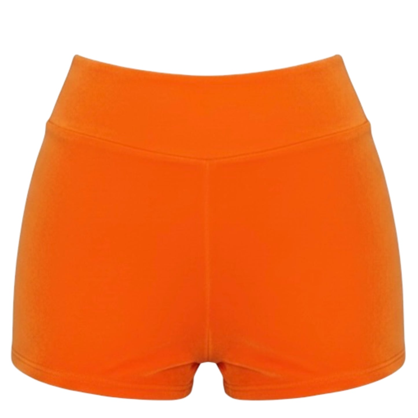 High Waisted Beach Short - Neon Orange Velvet