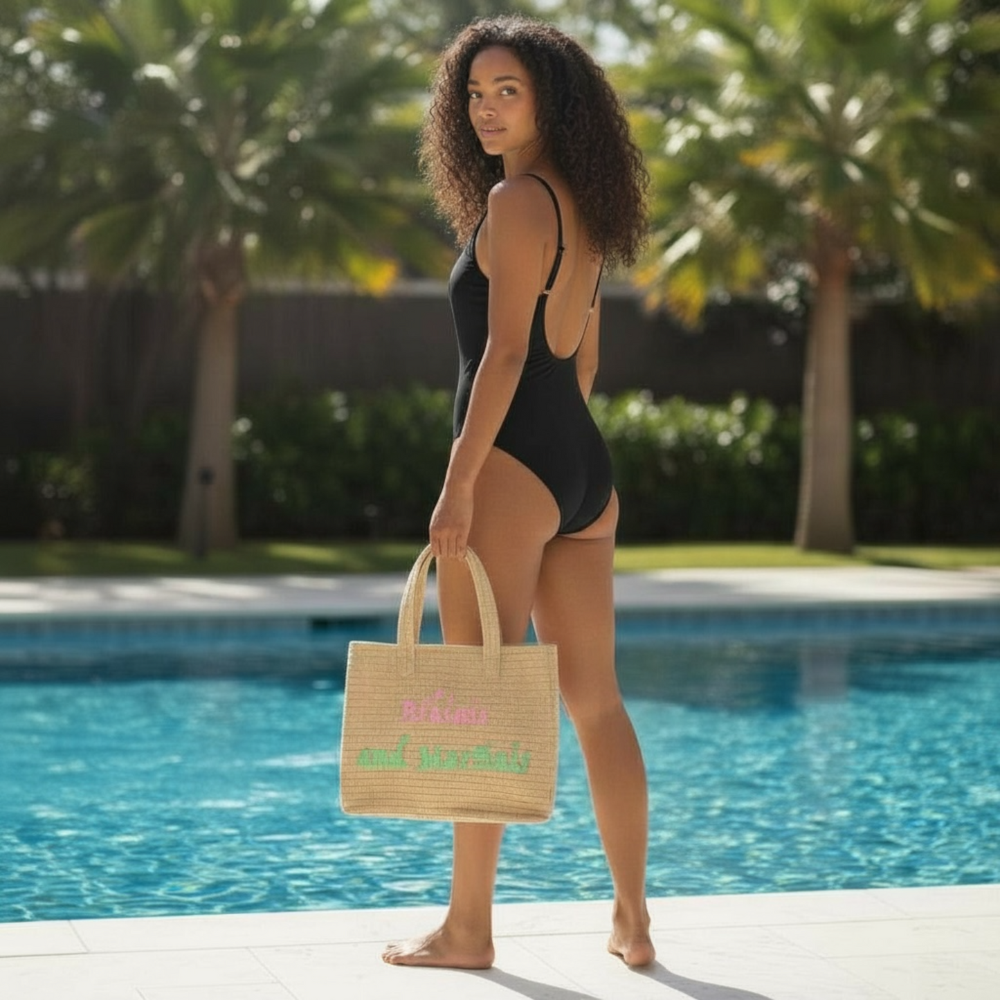 Bikinis & Martinis Straw Tote