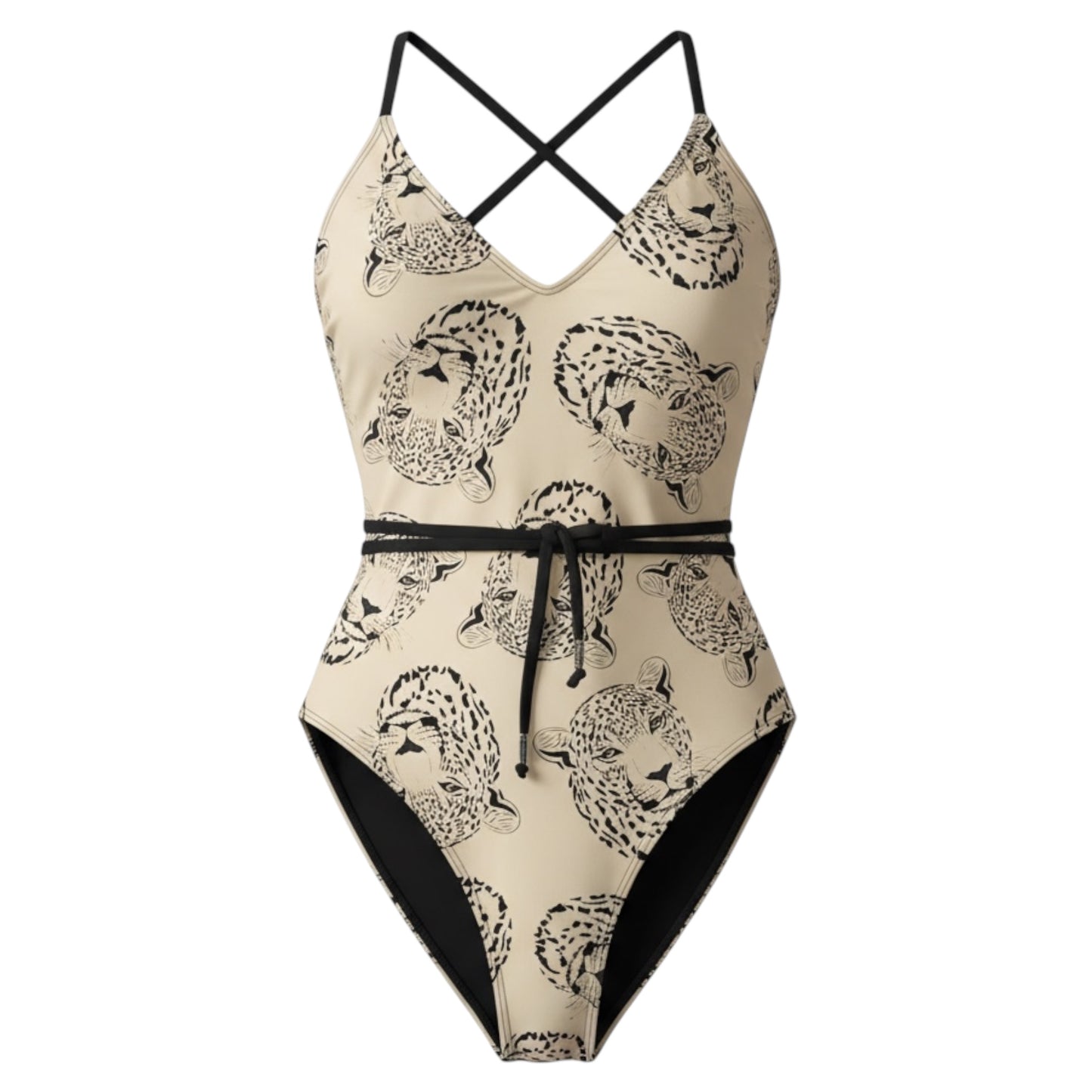 Deme Strappy One Piece Swimsuit - Leopard Face