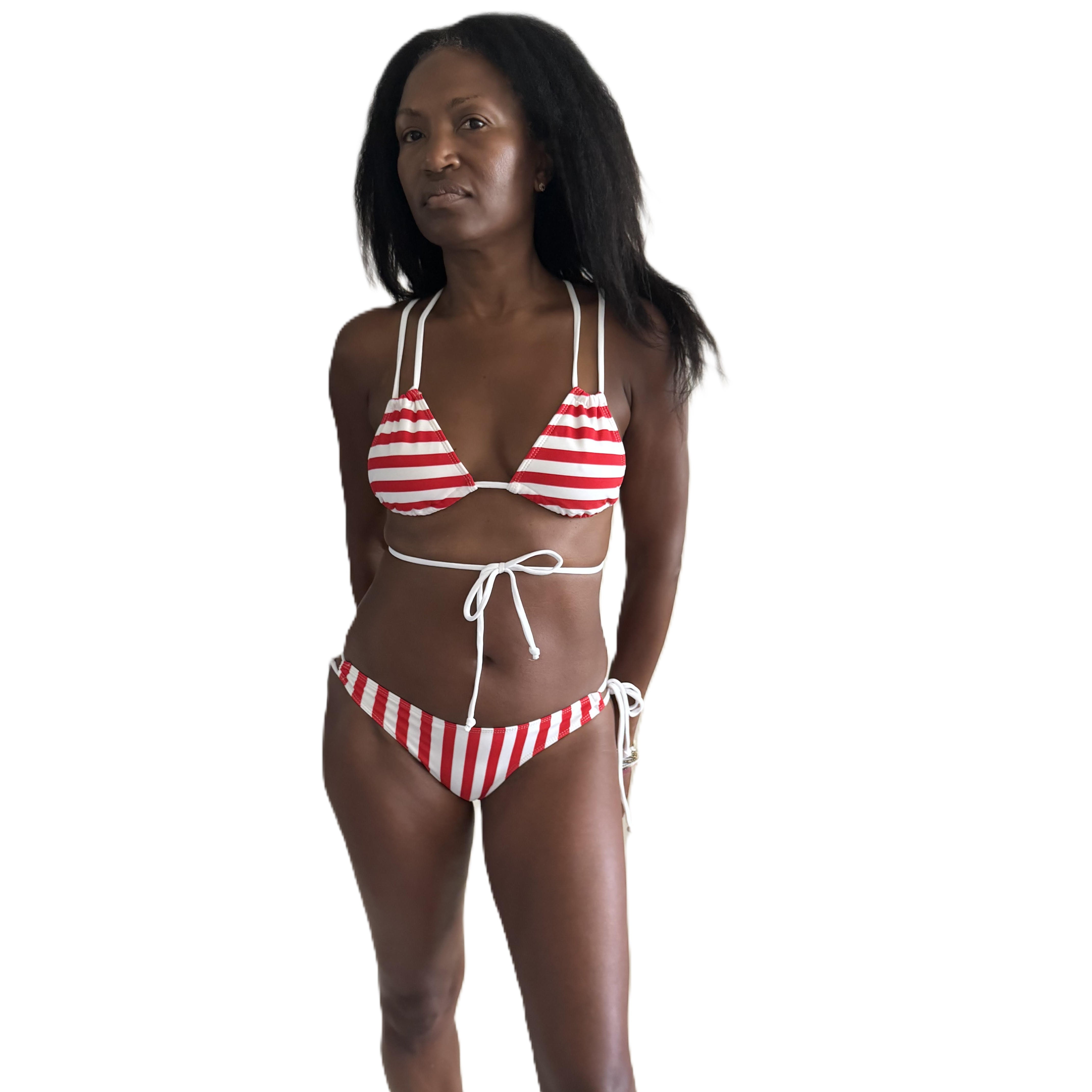 Red stripe bikini bottoms online