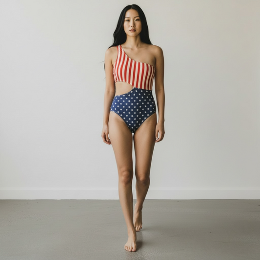 Brasini Swimwear Baiana Asymmetrical Swimsuit: Americana
