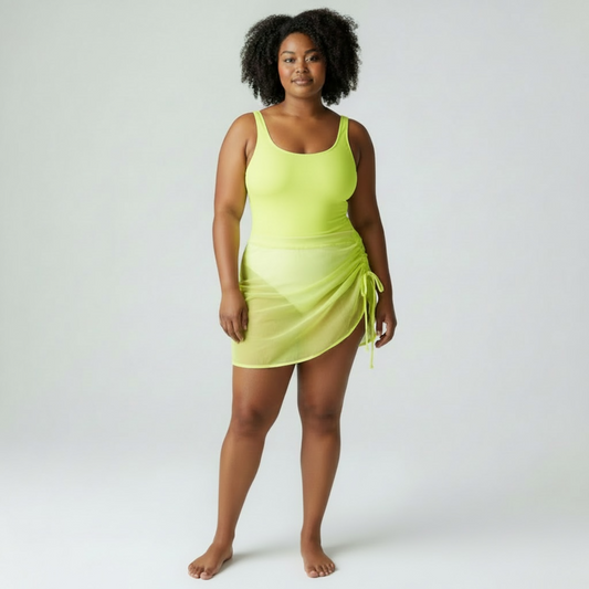 Beleza Drawstring Cover Up Skirt - Mesh