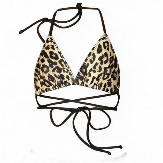 Golden Hour Triangle Bikini TOP - Leopard Print
