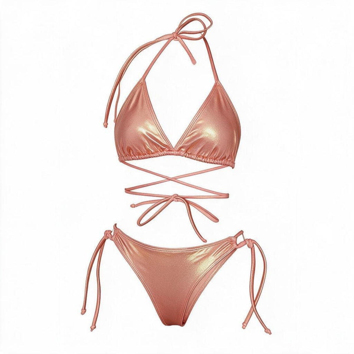 Copa Tie Side Thong Bikini BOTTOM - Blush Shimmer