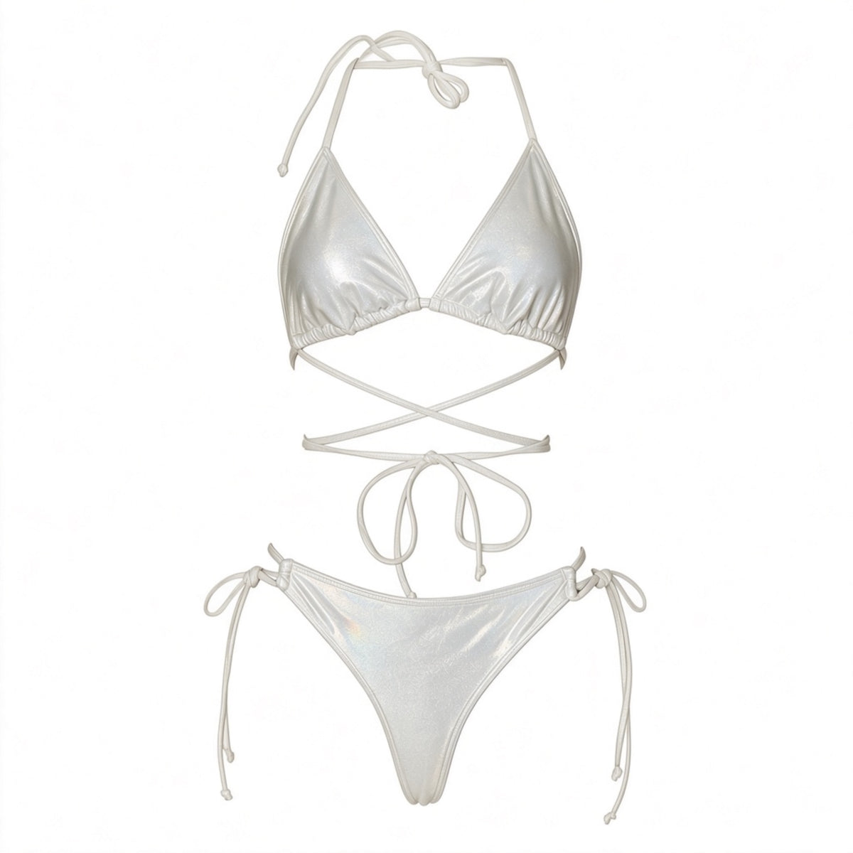 Copa Tie Side Thong Bikini BOTTOM - White Shimmer