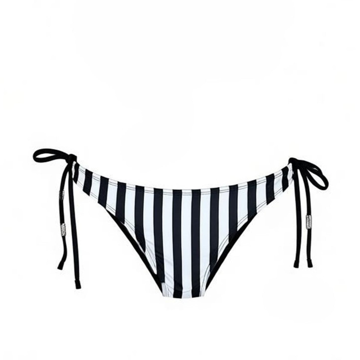 Natalie Tie Side Bikini BOTTOM - Black White Stripes