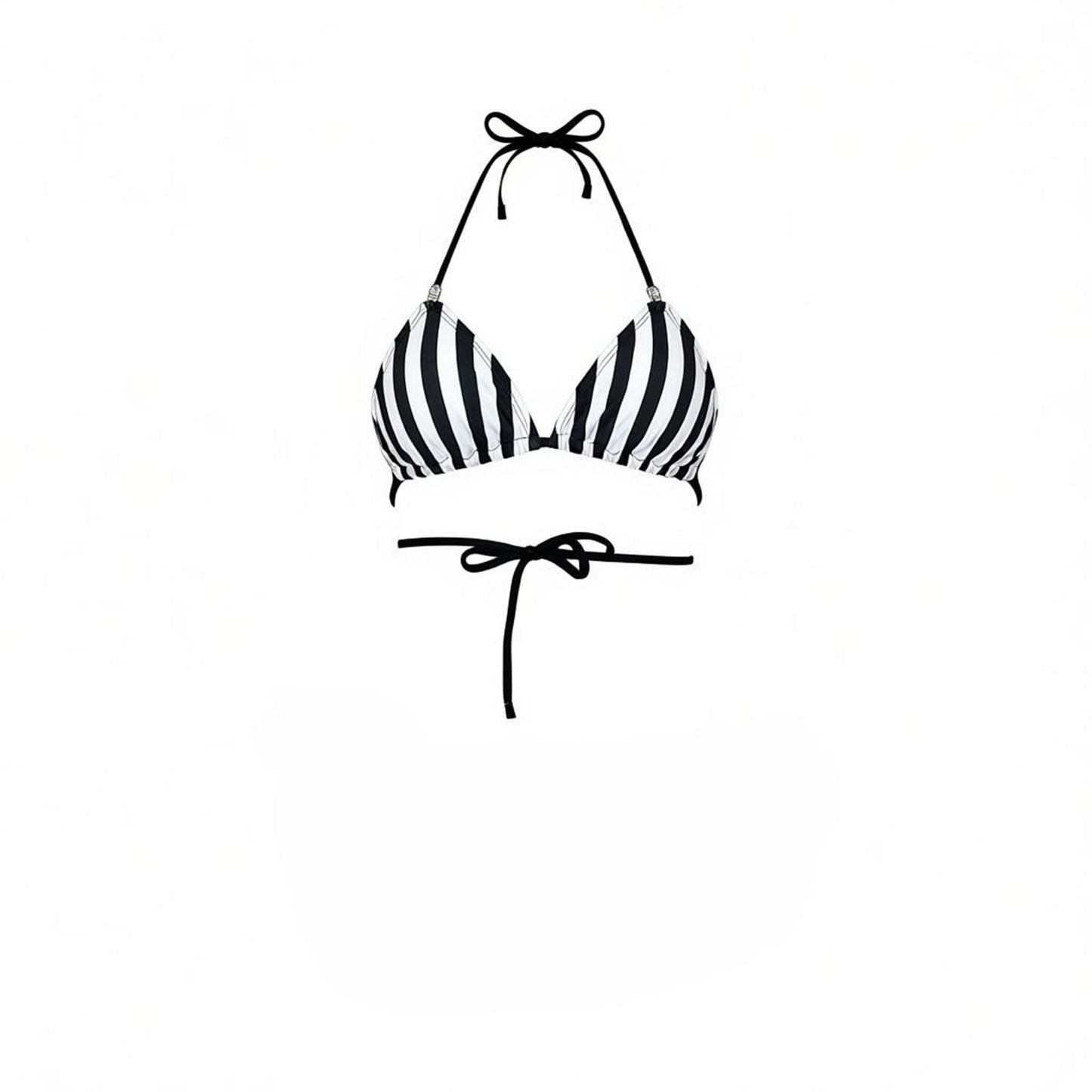 Soninha Convertible Triangle Bikini TOP - Black White Stripes