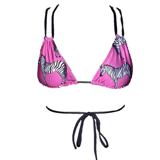 Bruna Convertible Triangle Bikini TOP - Purple Zebra