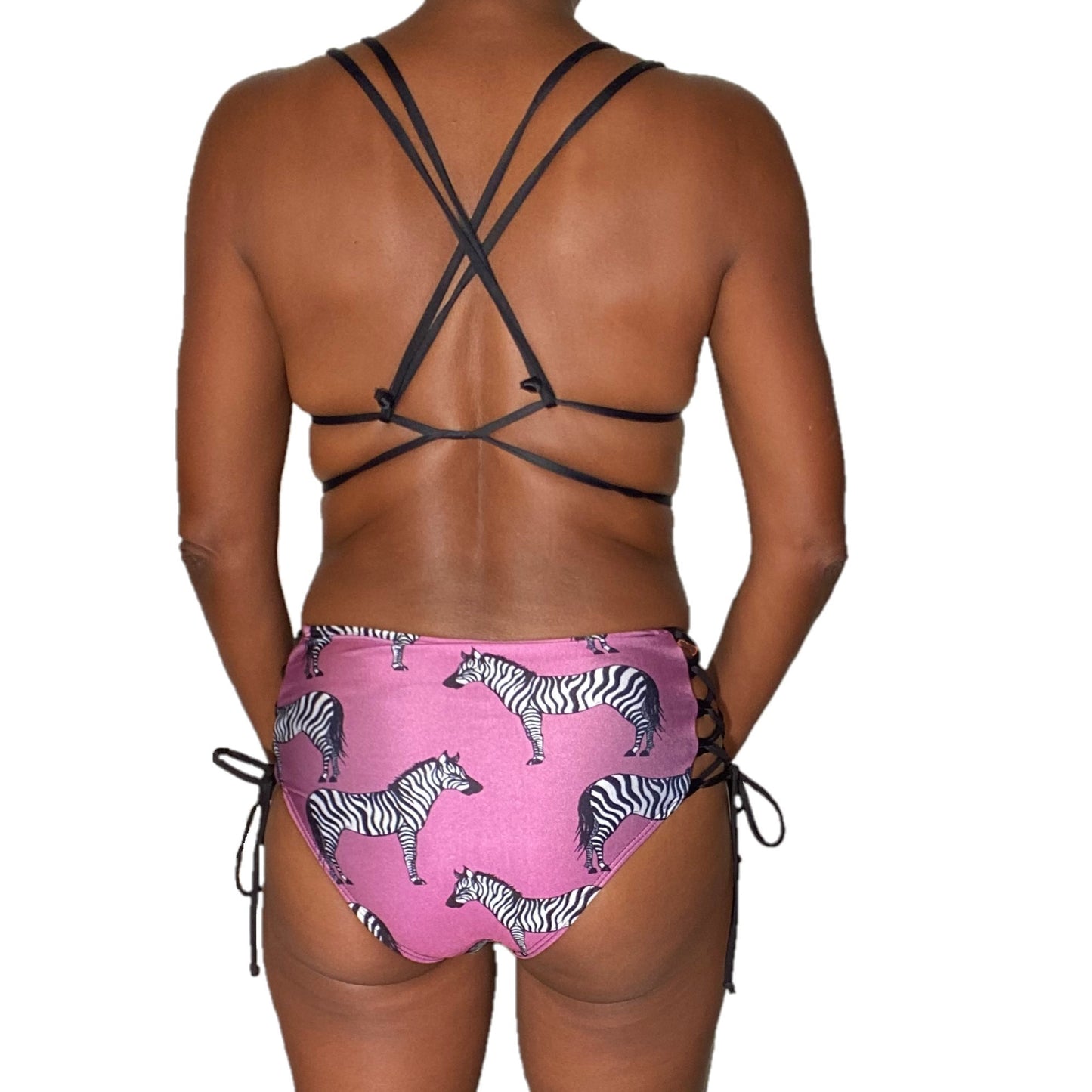 Delva High Waisted Bikini Bottom - Purple Zebra