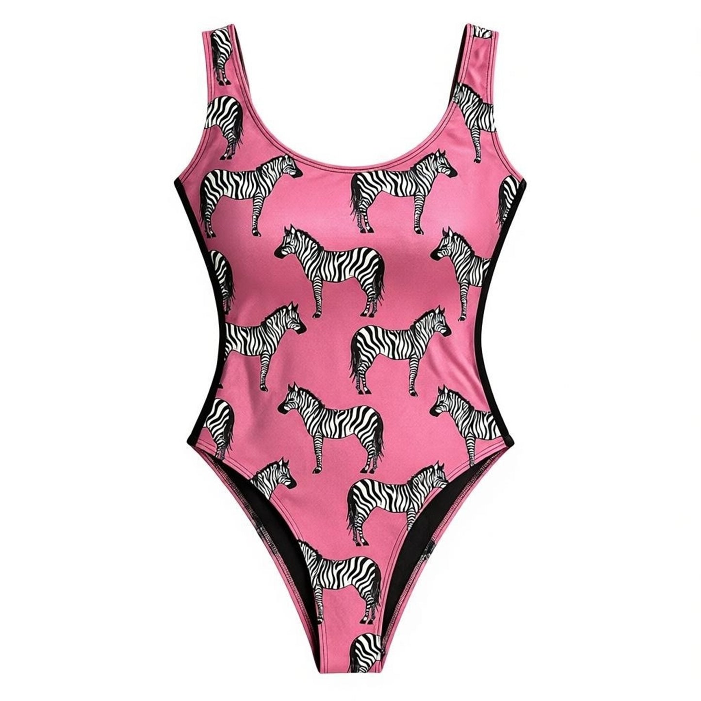 Laguna High Cut One Piece Swimsuit with Mesh Sides - Zebra Print