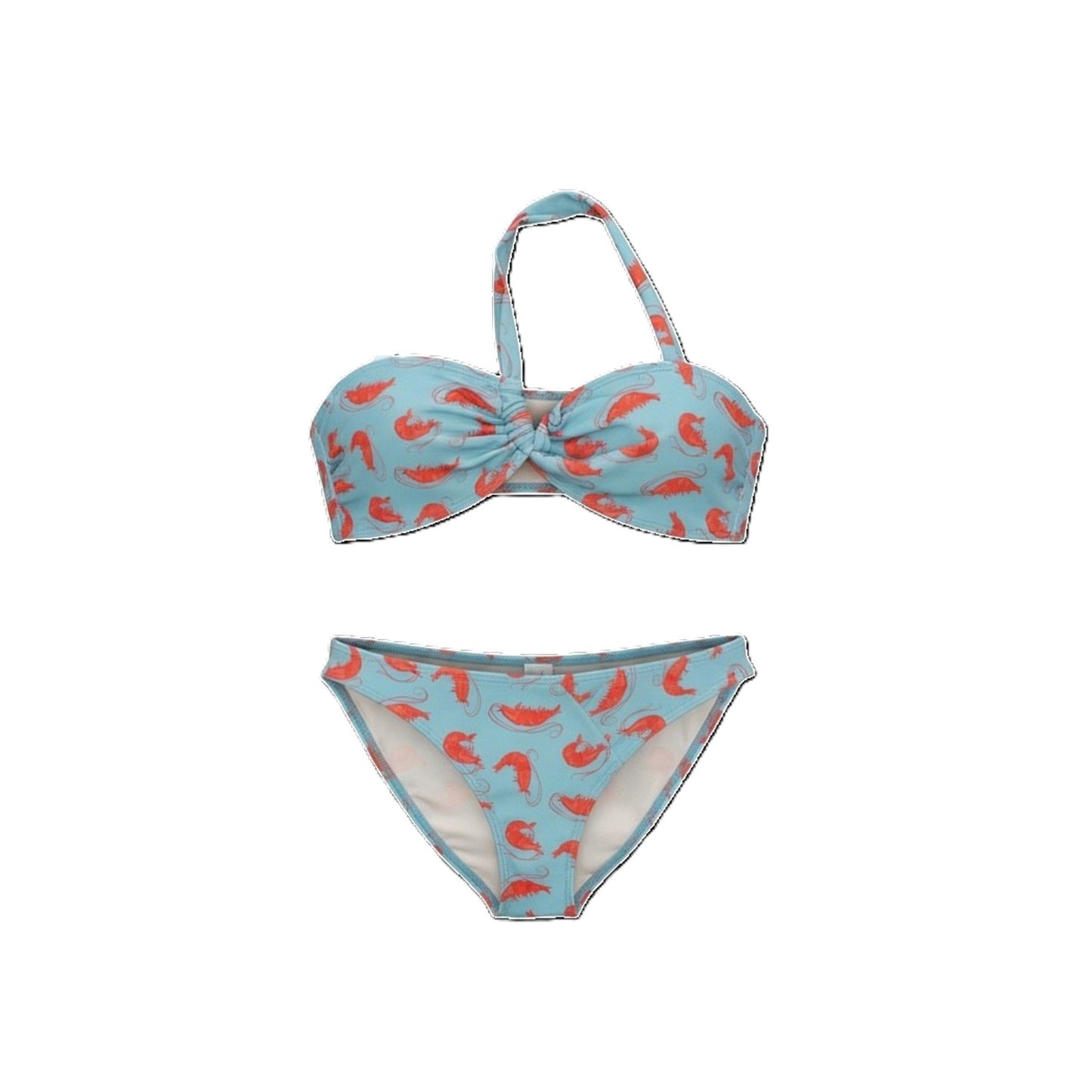 Ivonna Asymmetric Bandeau Bikini Top - Shrimp Print