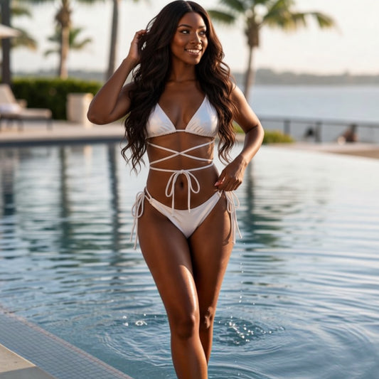 Copa Tie Side Thong Bikini BOTTOM - White Shimmer