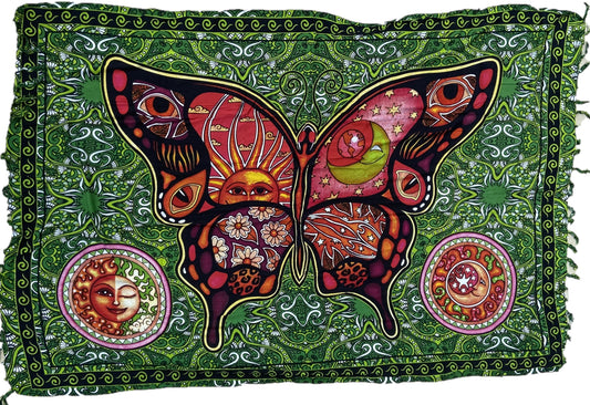Beach Accessory & Cover Up.  Features colorful Butterfly print.