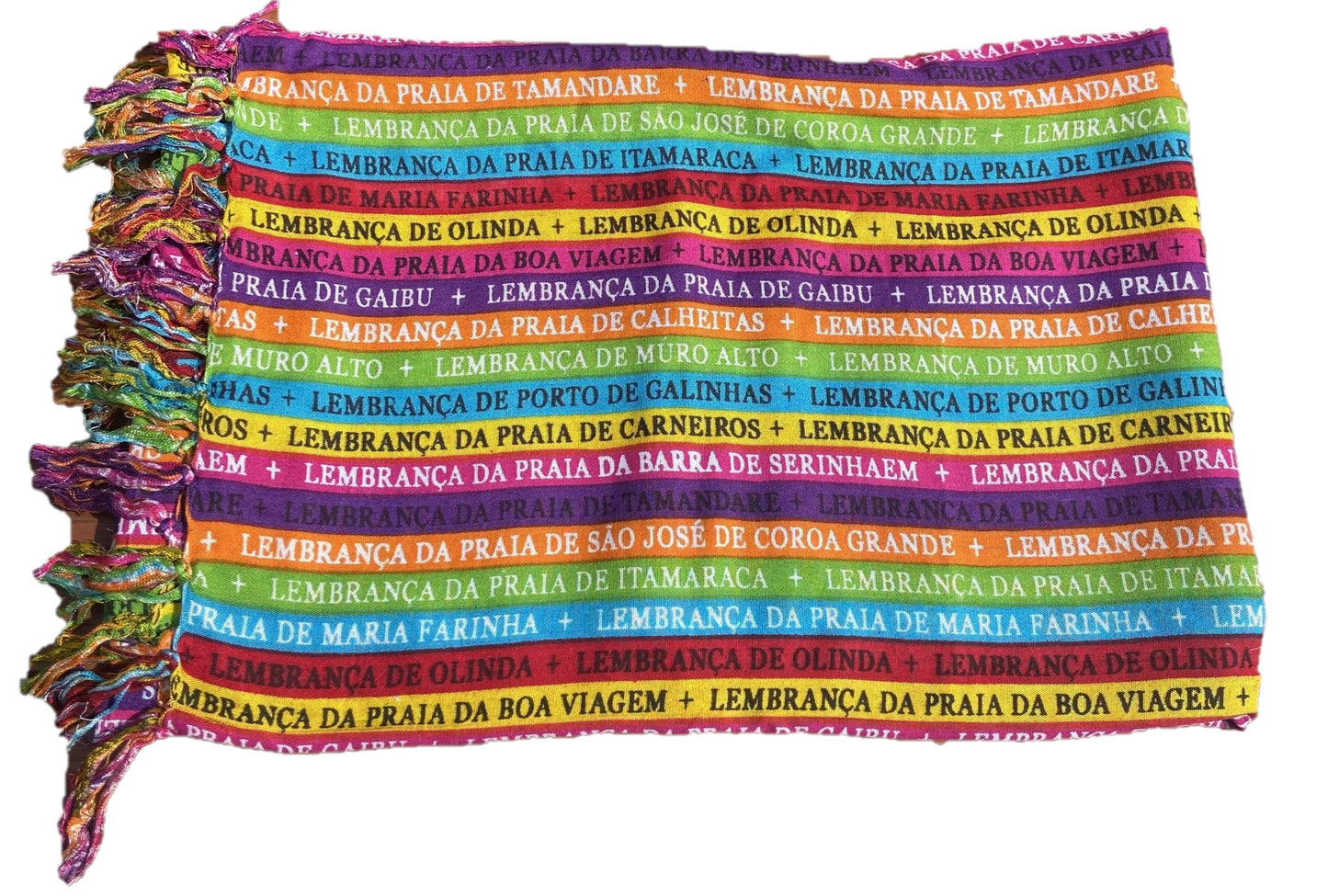 Beach Accessory & Cover Up.  Features beach names in the northeast of Brasil