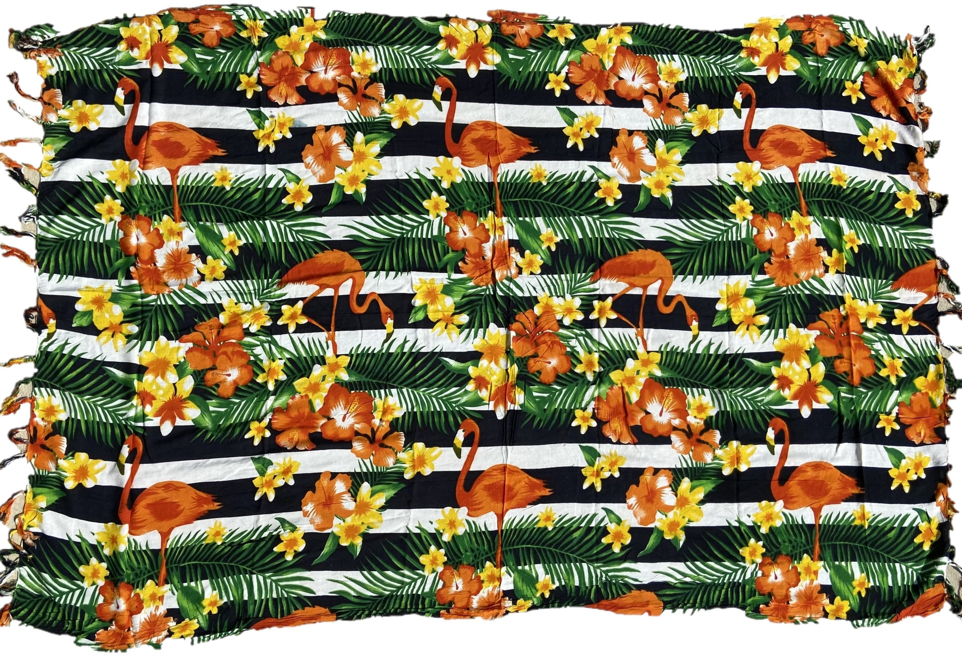 Beach Accessory & Cover Up.  Features assorted print of flowers, plants and flamingos.