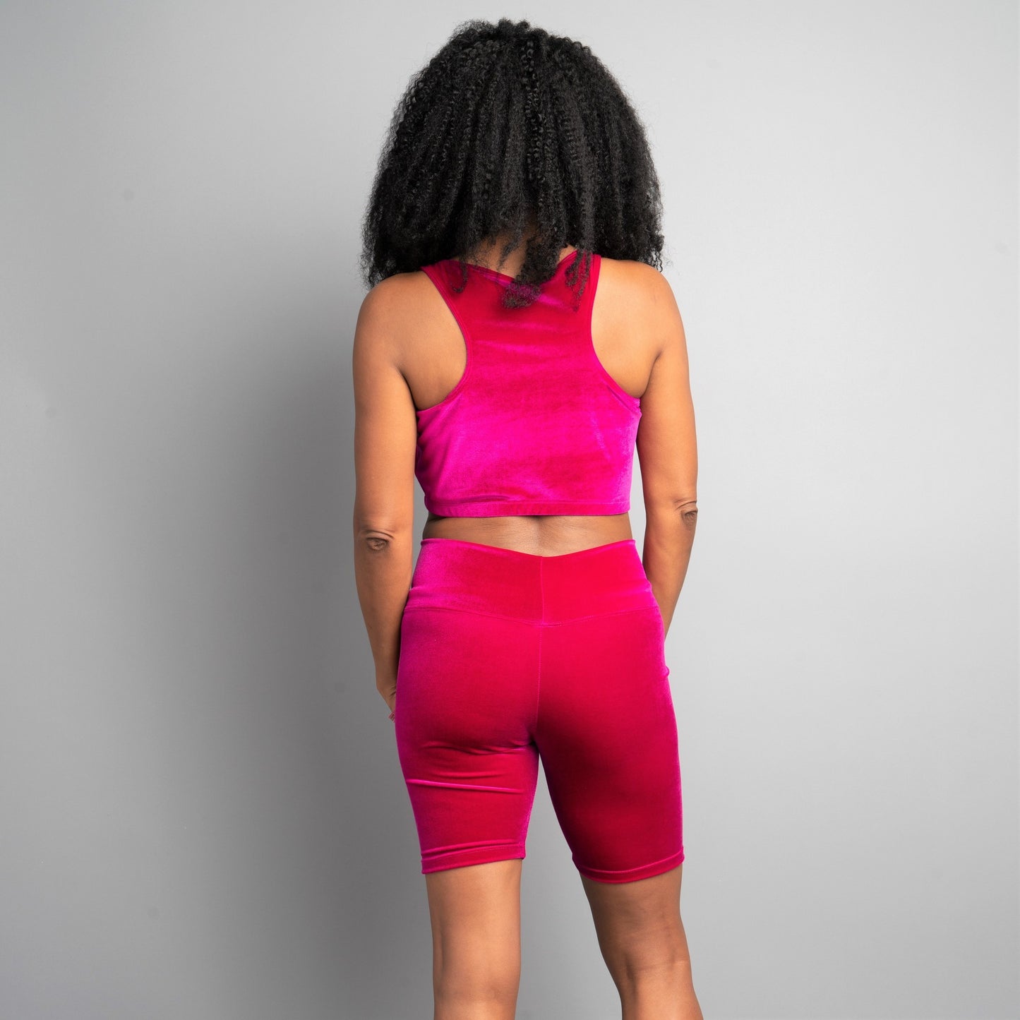 Bike Short in Magenta Velvet