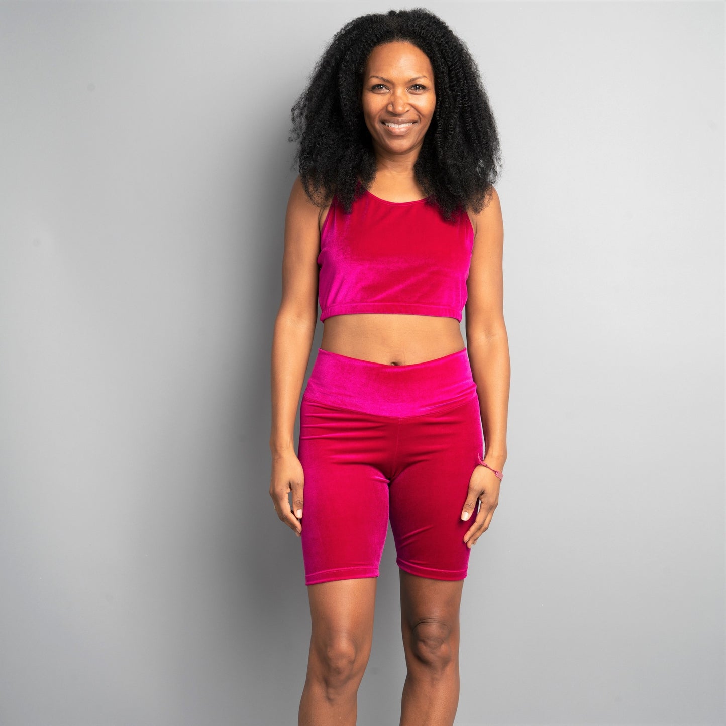 Bike Short in Magenta Velvet