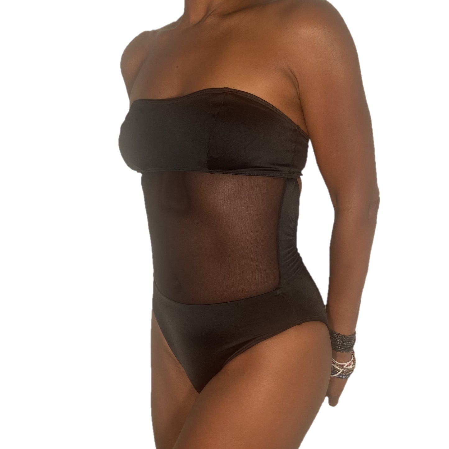 Leme Mesh One Piece Swimsuit in black