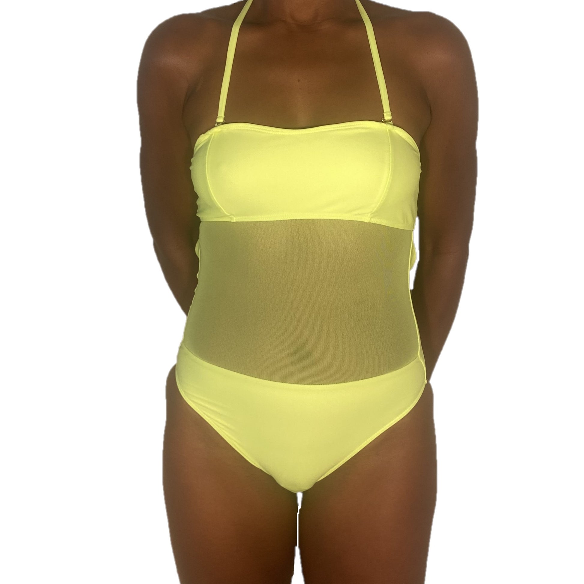 Leme Mesh One Piece Swimsuit in neon yellow