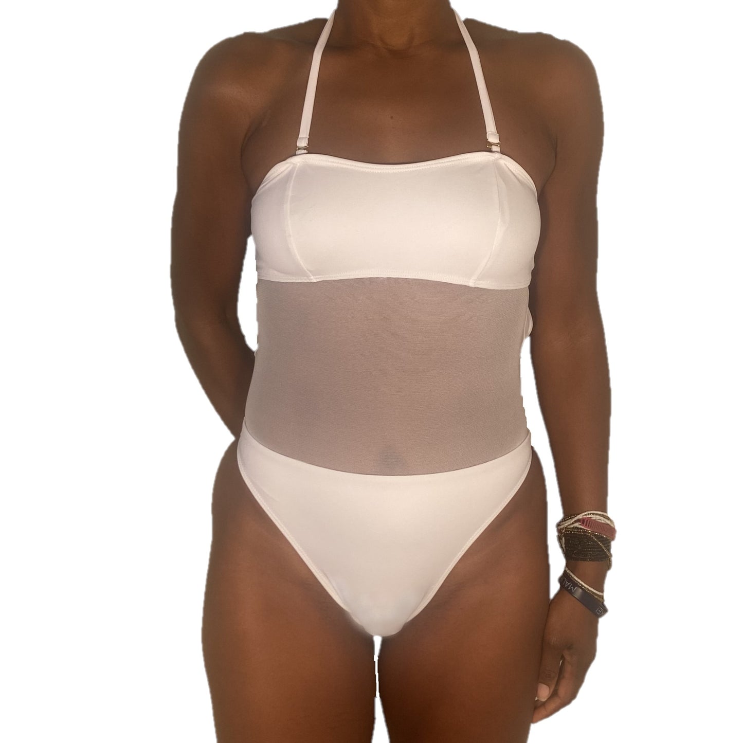 Leme Mesh One Piece Swimsuit in white