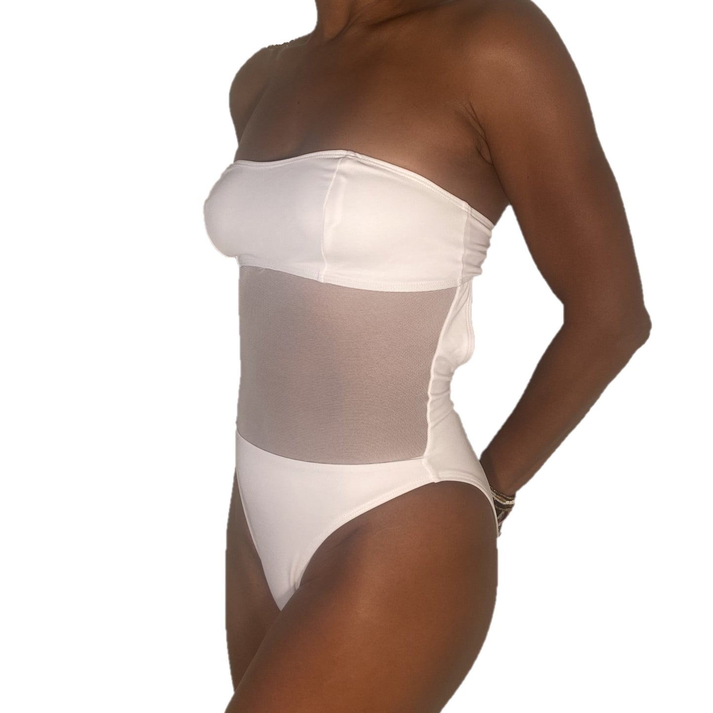 Leme Mesh One Piece Swimsuit in white