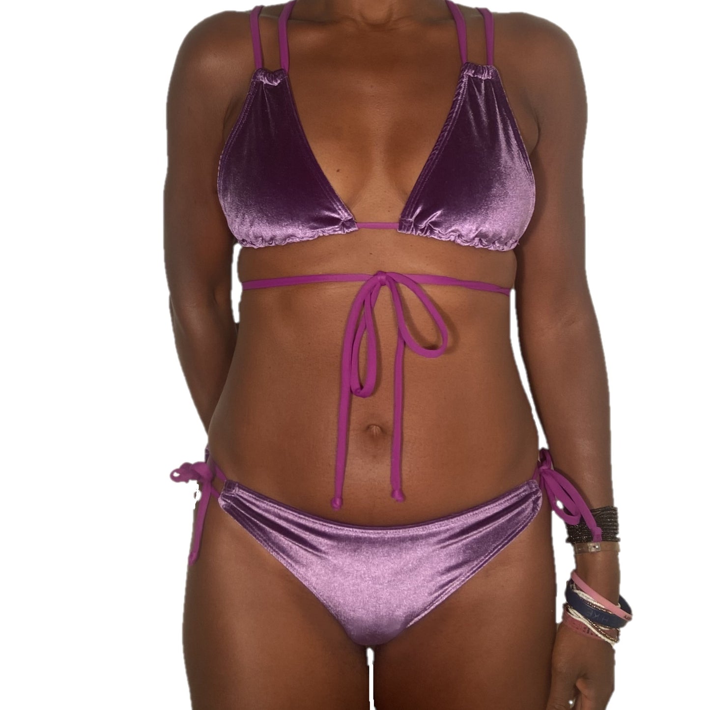 Bruna Convertible Top in Purple Velvet