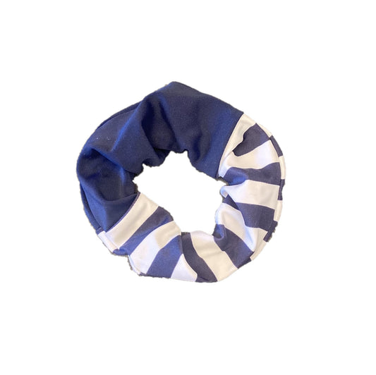 Navy & White Stripe Colorblock Scrunchie