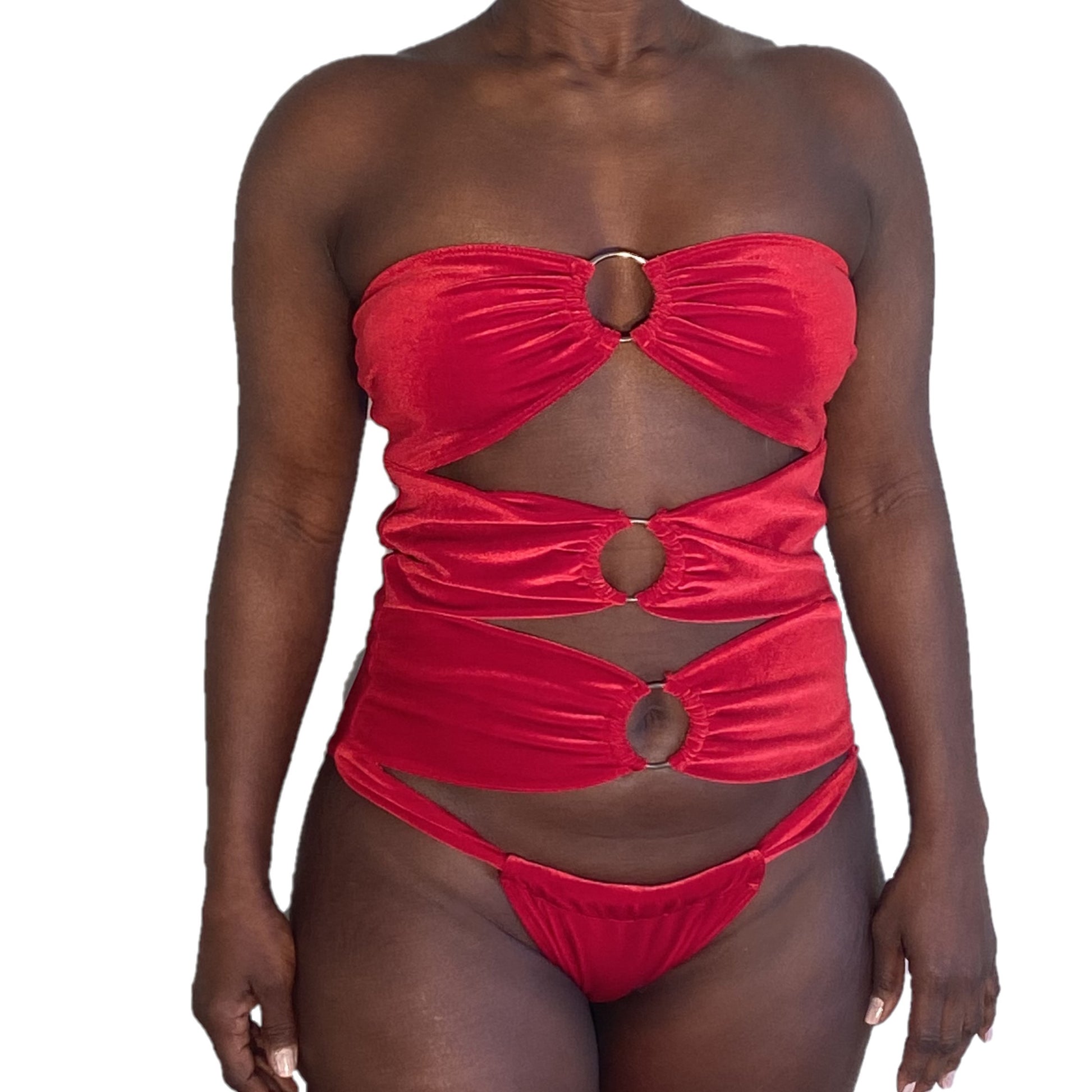 Tiras One Piece Swimsuit in Deep Red Velvet